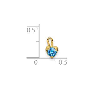 14k Yellow Gold December Simulated Birthstone Heart Charm