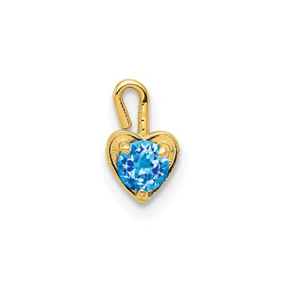 14k Yellow Gold December Simulated Birthstone Heart Charm