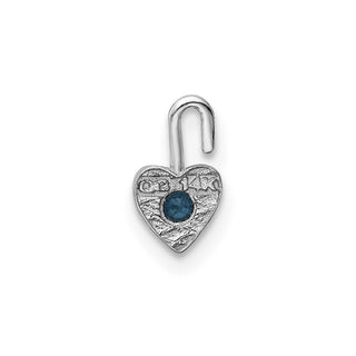 14k White Gold December Simulated Birthstone Heart Charm