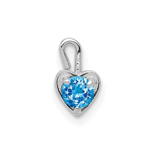 14k White Gold December Simulated Birthstone Heart Charm