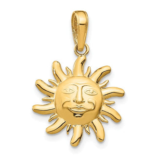 14k Yellow Gold Diamond-Cut Small Sun Pendant