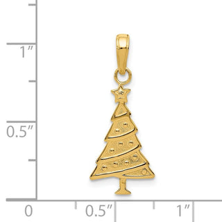 14k Yellow Gold Polished Christmas Tree Pendant