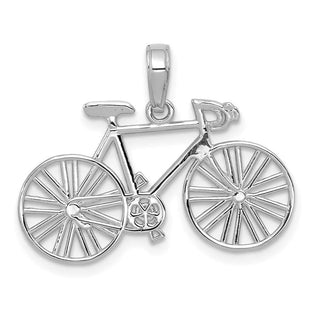 14k White Gold Polished Bicycle Pendant