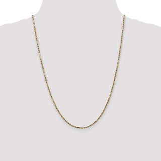 24" 14k Yellow Gold 2.25mm Diamond-cut Milano Rope Chain Necklace