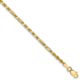 8" 14k Yellow Gold 2.5mm Diamond-cut Milano Rope Chain Bracelet