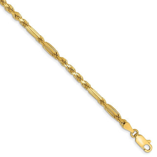 8" 14k Yellow Gold 3.0mm Diamond-cut Milano Rope Chain Bracelet