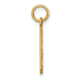 14k Yellow Gold Casted Medium Diamond-Cut Number 0 Charm