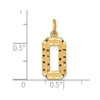 14k Yellow Gold Casted Medium Diamond-Cut Number 0 Charm