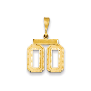 14k Yellow Gold Medium Diamond-Cut Number 00 Pendant