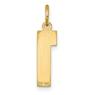 14k Yellow Gold Casted Medium Diamond-Cut Number 1 Charm