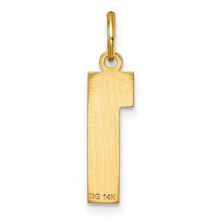 14k Yellow Gold Casted Medium Diamond-Cut Number 1 Charm