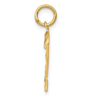 14k Yellow Gold Casted Medium Diamond-Cut Number 2 Charm