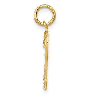 14k Yellow Gold Casted Medium Diamond-Cut Number 2 Charm