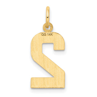 14k Yellow Gold Casted Medium Diamond-Cut Number 2 Charm
