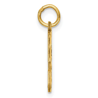 14k Yellow Gold Casted Medium Diamond-Cut Number 5 Charm