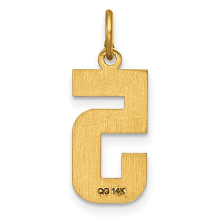 14k Yellow Gold Casted Medium Diamond-Cut Number 5 Charm