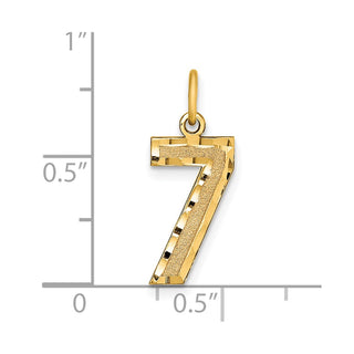 14k Yellow Gold Casted Medium Diamond-Cut Number 7 Charm
