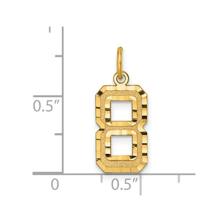 14k Yellow Gold Casted Medium Diamond-Cut Number 8 Charm