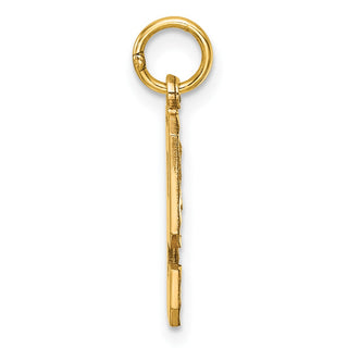 14k Yellow Gold Casted Medium Diamond-Cut Number 9 Charm