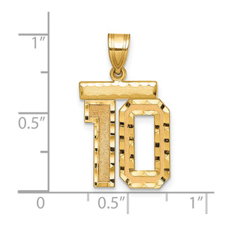 14k Yellow Gold Medium Diamond-Cut Number 10 Charm