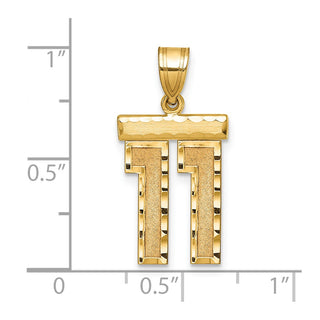14k Yellow Gold Medium Diamond-Cut Number 11 Charm