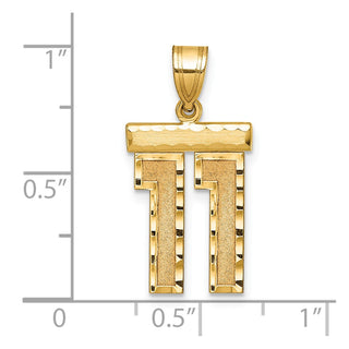 14k Yellow Gold Medium Diamond-Cut Number 11 Charm
