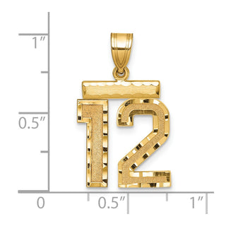 14k Yellow Gold Medium Diamond-Cut Number 12 Charm