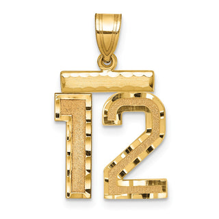 14k Yellow Gold Medium Diamond-Cut Number 12 Charm