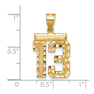 14k Yellow Gold Medium Diamond-Cut Number 13 Charm