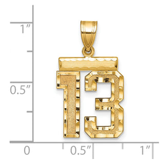 14k Yellow Gold Medium Diamond-Cut Number 13 Charm