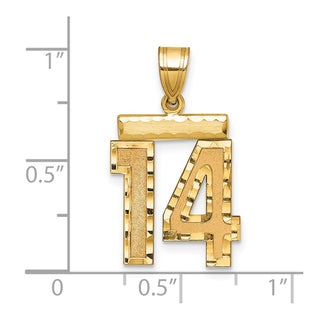 14k Yellow Gold Medium Diamond-Cut Number 14 Charm