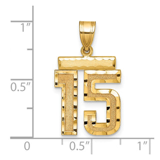 14k Yellow Gold Medium Diamond-Cut Number 15 Charm