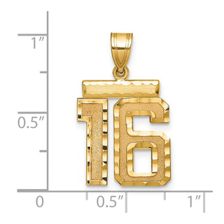 14k Yellow Gold Medium Diamond-Cut Number 16 Charm