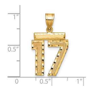 14k Yellow Gold Medium Diamond-Cut Number 17 Charm
