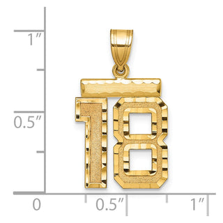 14k Yellow Gold Medium Diamond-Cut Number 18 Charm