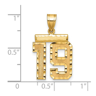 14k Yellow Gold Medium Diamond-Cut Number 19 Charm