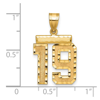 14k Yellow Gold Medium Diamond-Cut Number 19 Charm