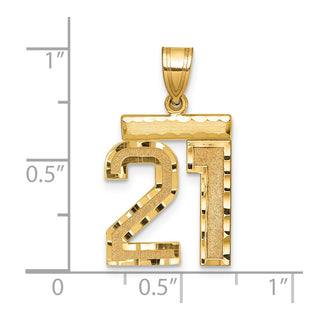 14k Yellow Gold Medium Diamond-Cut Number 21 Charm