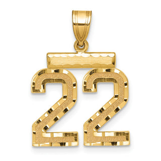 14k Yellow Gold Medium Diamond-Cut Number 22 Charm