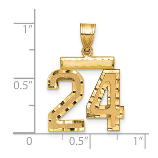 14k Yellow Gold Medium Diamond-Cut Number 24 Charm