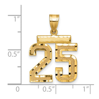 14k Yellow Gold Medium Diamond-Cut Number 25 Charm