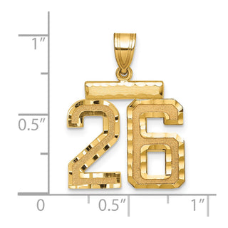 14k Yellow Gold Medium Diamond-Cut Number 26 Charm