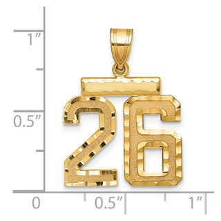 14k Yellow Gold Medium Diamond-Cut Number 26 Charm