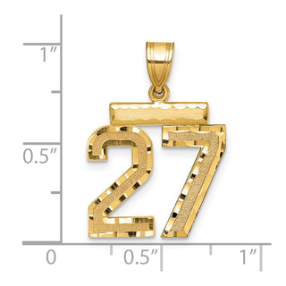 14k Yellow Gold Medium Diamond-Cut Number 27 Charm