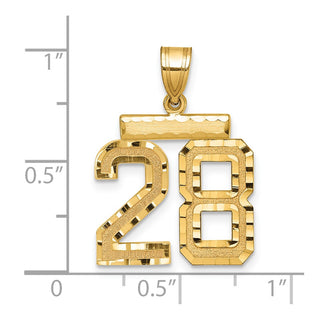 14k Yellow Gold Medium Diamond-Cut Number 28 Charm