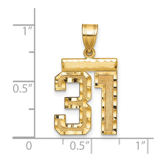 14k Yellow Gold Medium Diamond-Cut Number 31 Charm