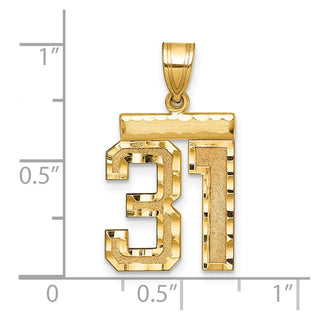 14k Yellow Gold Medium Diamond-Cut Number 31 Charm