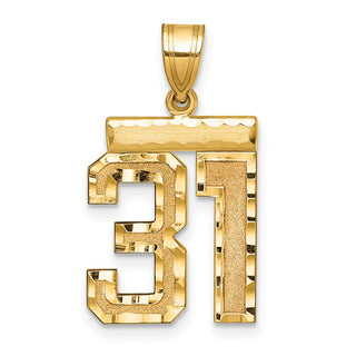 14k Yellow Gold Medium Diamond-Cut Number 31 Charm
