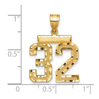 14k Yellow Gold Medium Diamond-Cut Number 32 Charm