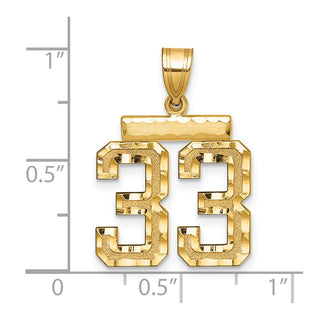 14k Yellow Gold Medium Diamond-Cut Number 33 Pendant